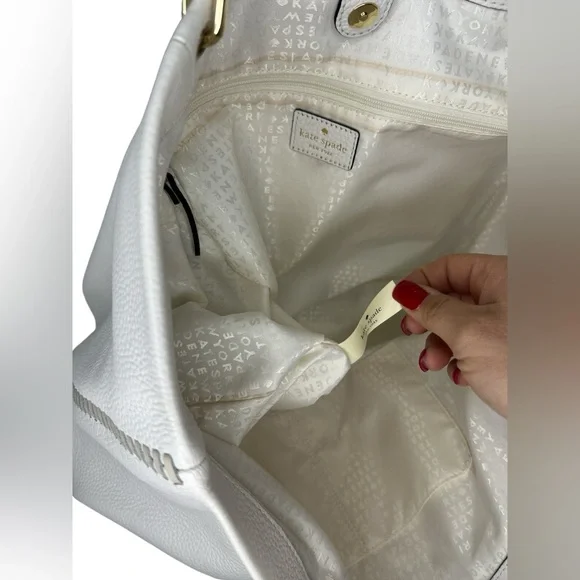 Kate Spade Hampton Road White Leather Tote Bag GUC - Picture 8 of 14
